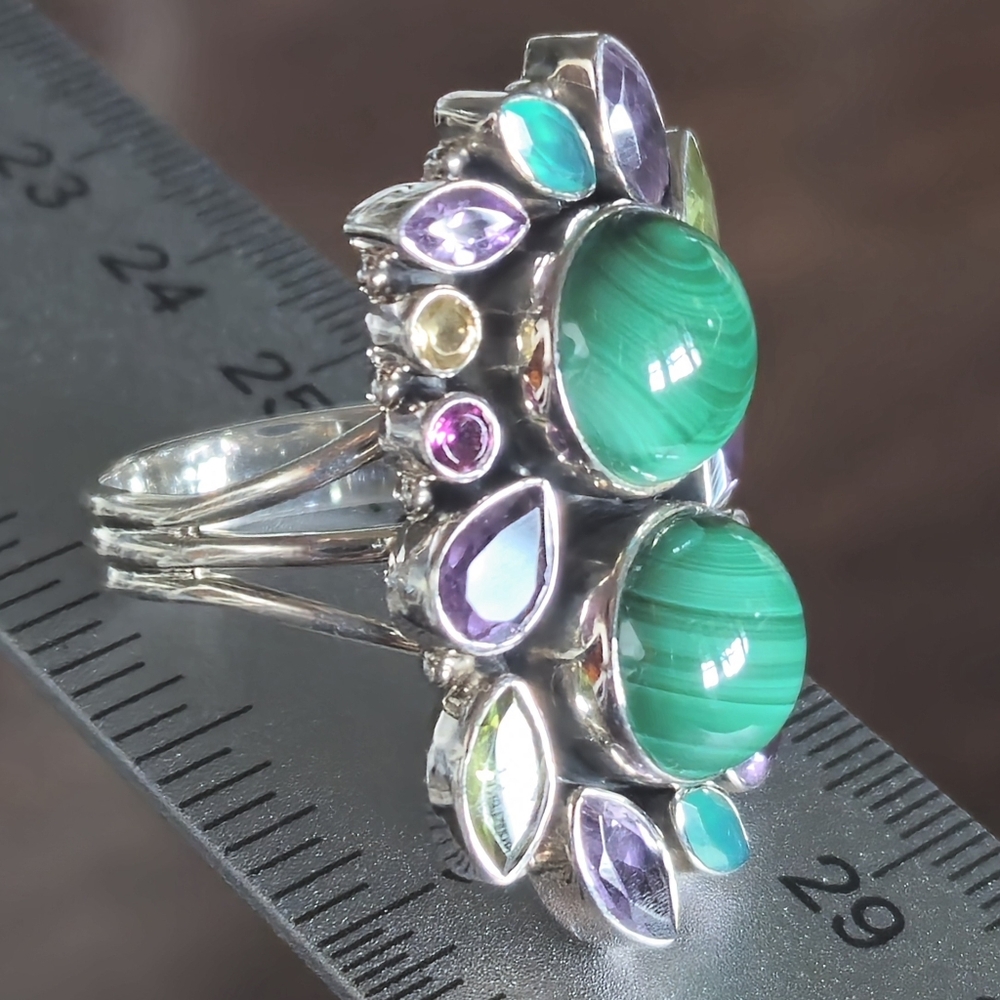 Nicky Butler RAJ COLLECTION 925 Sterling Silver Malachite Limited Size 7 RING